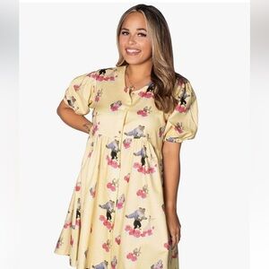 Women's Disney x Cakeworthy Beauty and the Beast Puffy Sleeve Dress size M NWT